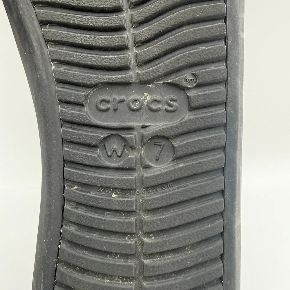 Women's Crocs Brooklyn Black Ballet Dance Dress Flat Slip-On‎ Shoes Size 7